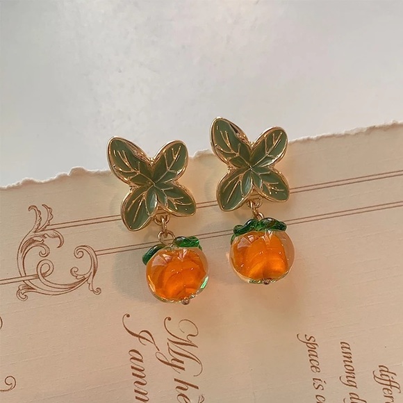 New Persimmon Glass Earrings - Picture 3 of 7